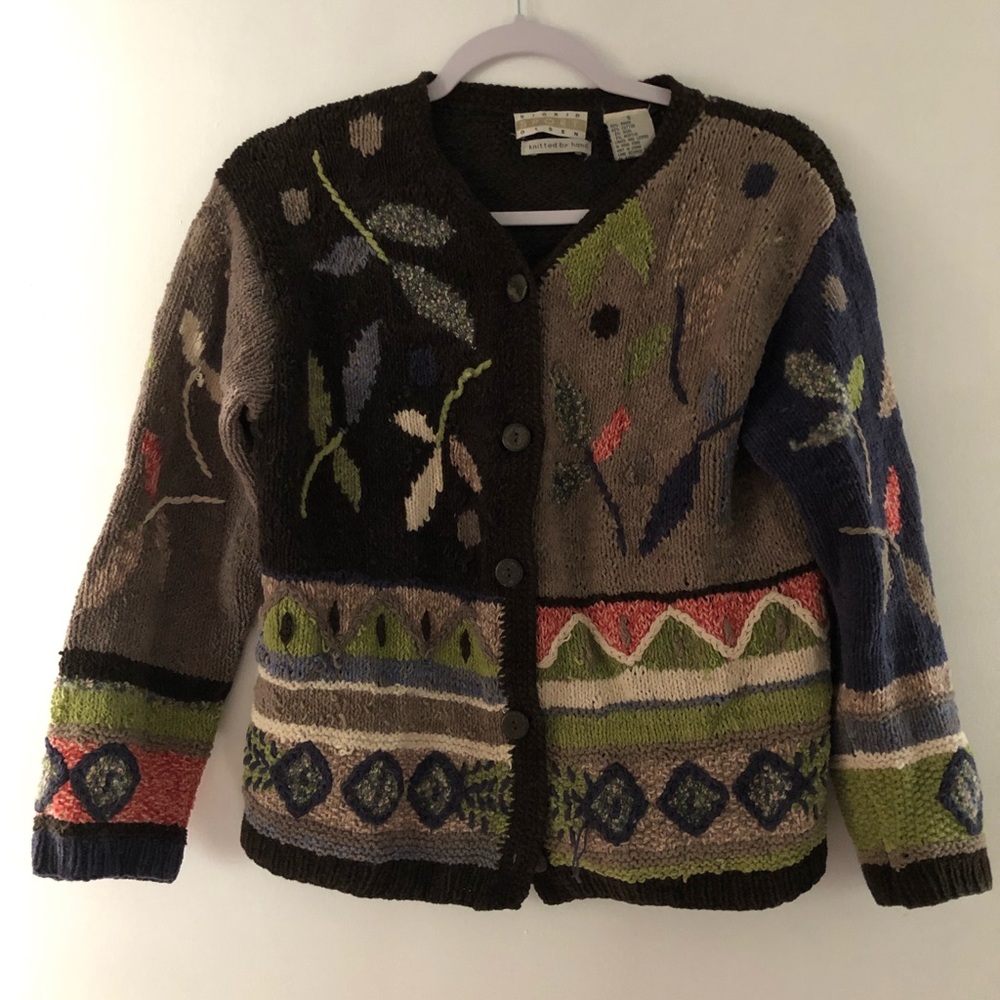 hand knitted grey cardigan